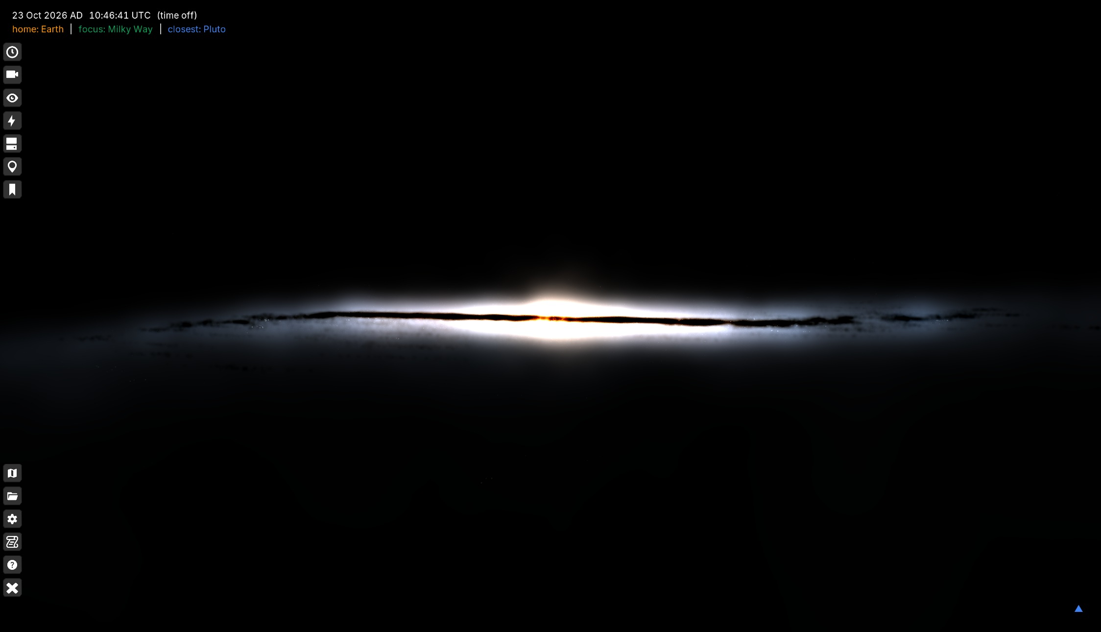 Additive/subtractive billboards Milky Way in Gaia Sky. (Side)