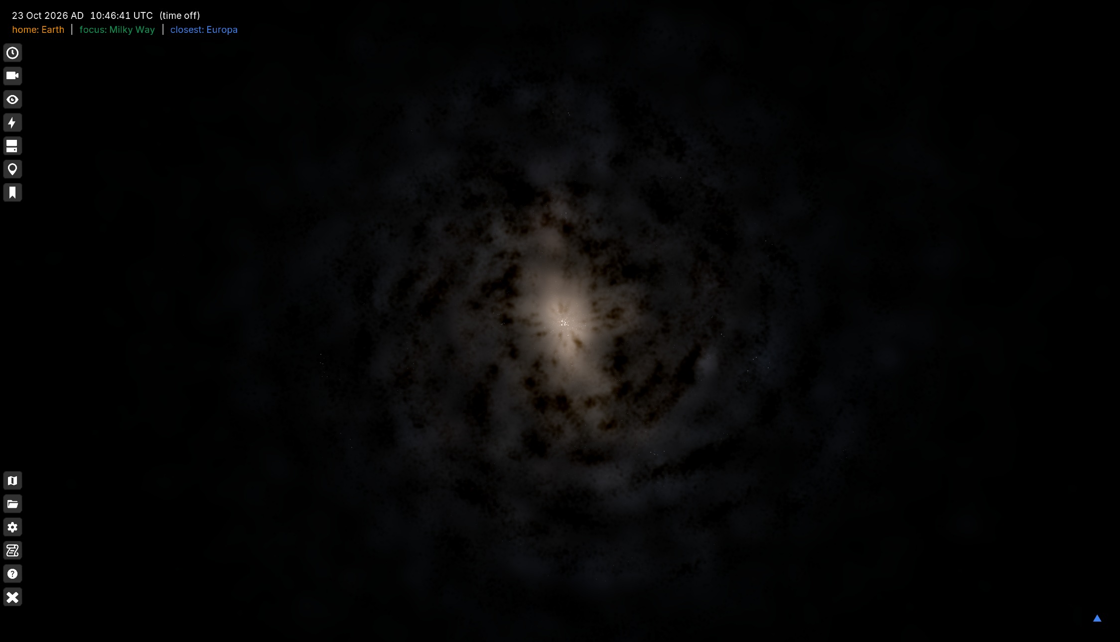 Additive/subtractive billboards Milky Way in Gaia Sky. (Top)